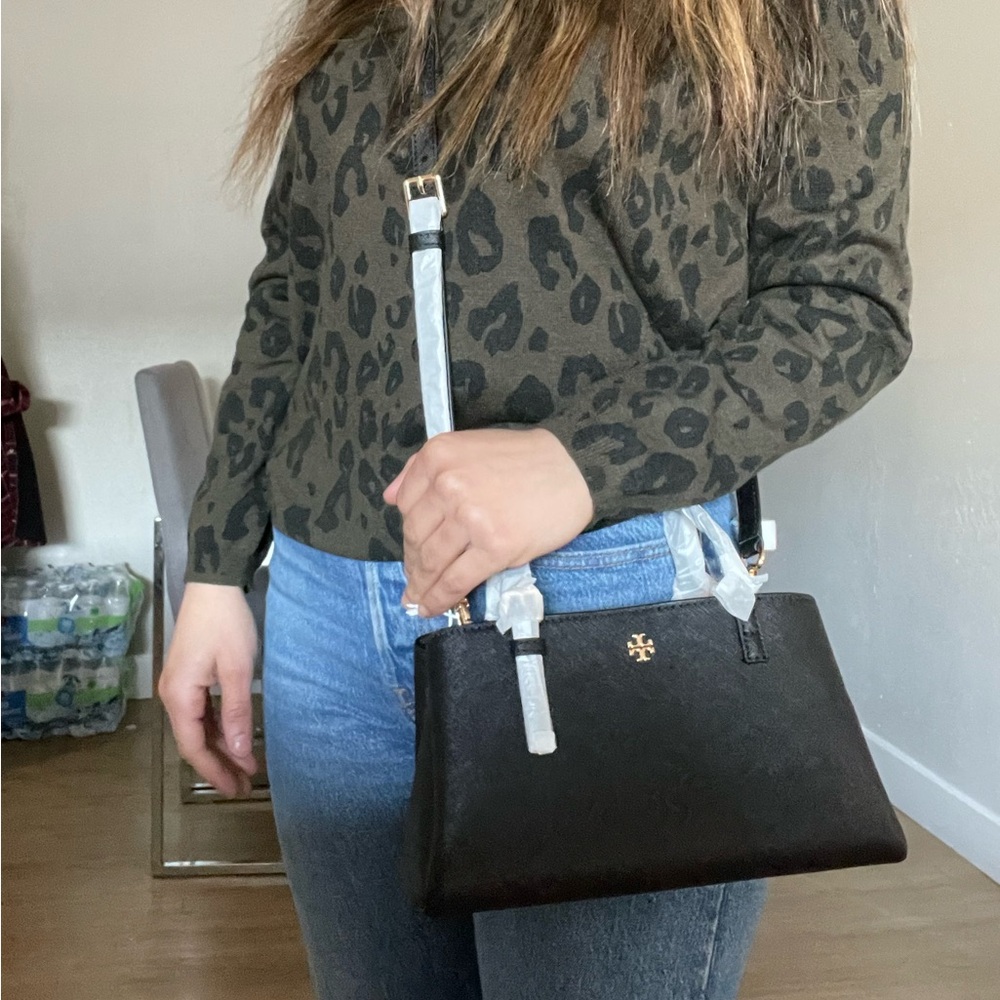 NWT , tory burch emerson mini black tote bag , crossbody - Picture 13 of 14